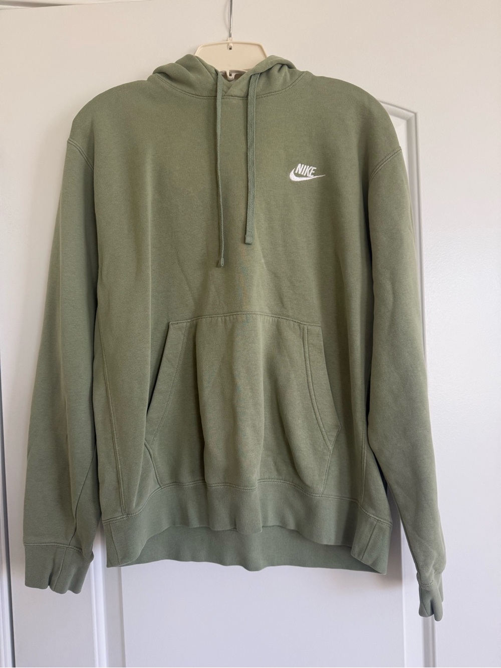 Nike Olive Green Pullover Hoodie with White Logo